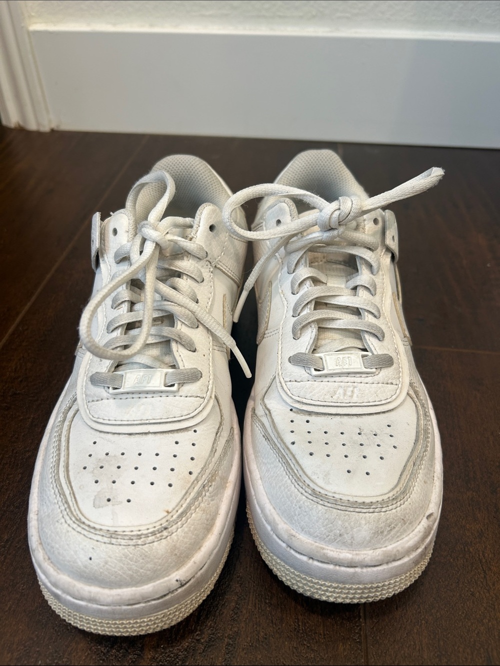 Nike Air Force 1 Shadow sneakers in a triple white colorway - Picture 2 of 8